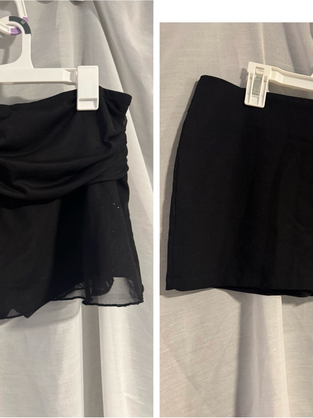 Set of 2 black skorts with built in shorts. One sparkly, one plain